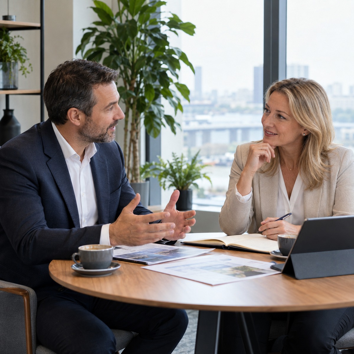 Team beim gemeinsamen Review von Projektmaterialien